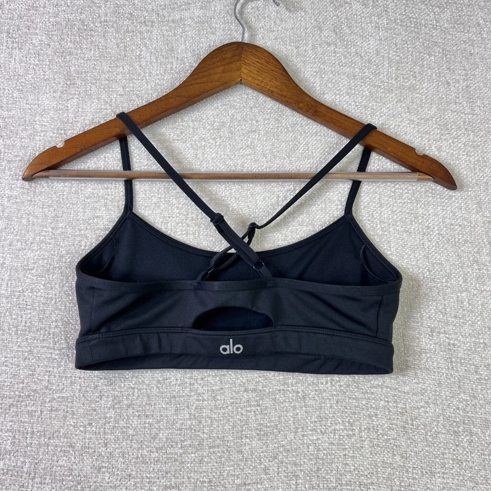 Alo Yoga Airlift Intrigue Bra Women's Small Black Strappy Sports Bra